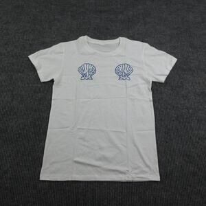 Scallop Shell Shirt Womens L White Crewneck Short Sleeve Casual Graphic Tee NWOT